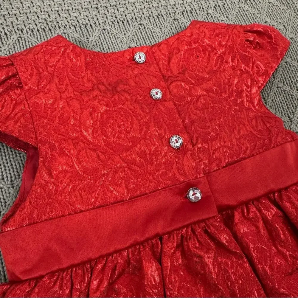 Camilla Red Brocade Dress ~ 12M